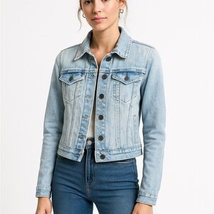 Kardashian Kollection Light Wash Denim Jacket With Fading Size XS